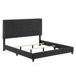 Walker Edison | King Size Charcoal Grey Upholstered Platform Bed Thumbnail