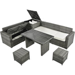 Walker Edison | Outdoor 6-Piece Wicker Storage Sofa Set Thumbnail