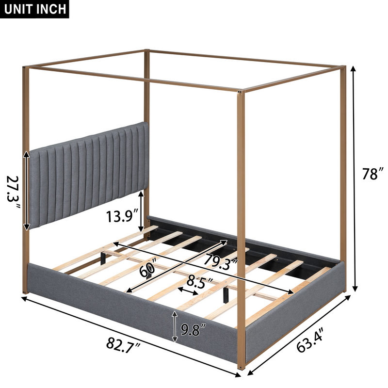 Walker Edison | Upholstered Canopy Platform Bed