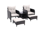 Walker Edison | All Weather Rattan 5 Piece Outdoor Patio Furniture Set Thumbnail