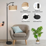 Walker Edison | Boho Arc Floor Lamp for Living Room with 3 Color Temperatures Thumbnail