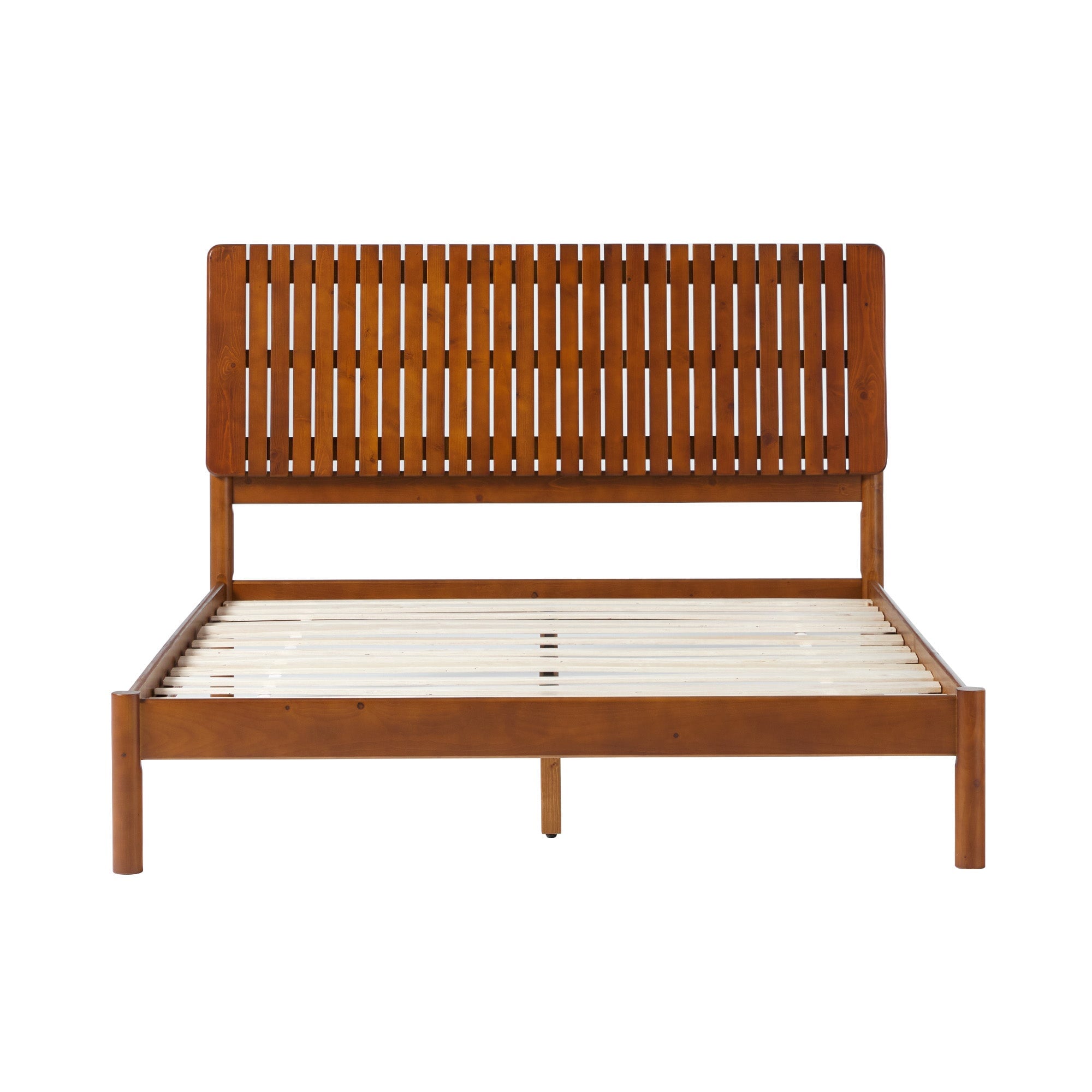 Cama Slatted Headboard Mid-Century Modern Solid Wood Bed – Walker Edison