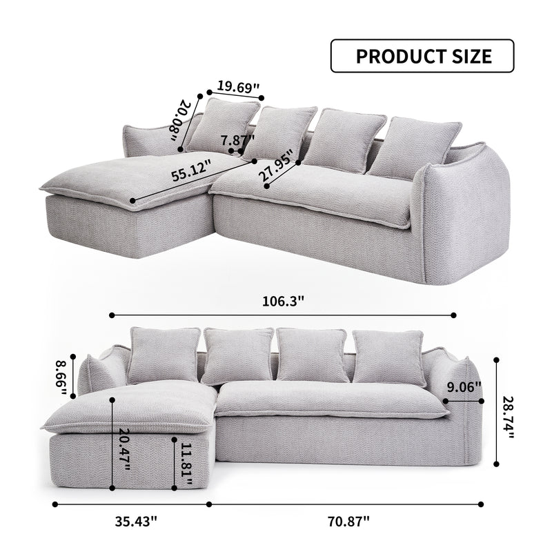 Walker Edison | Cloud Deep Seat Sectional Sofa