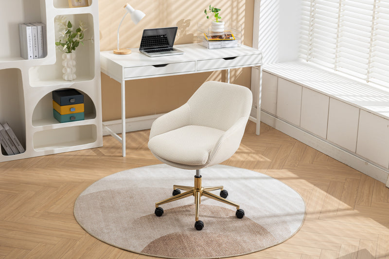 Walker Edison | Mesh Fabric Home Office 360°Swivel Chair with Gold Metal Base