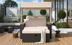 Walker Edison | Outdoor Patio 2-Piece Rattan Chairs and Bench Roof Set Thumbnail