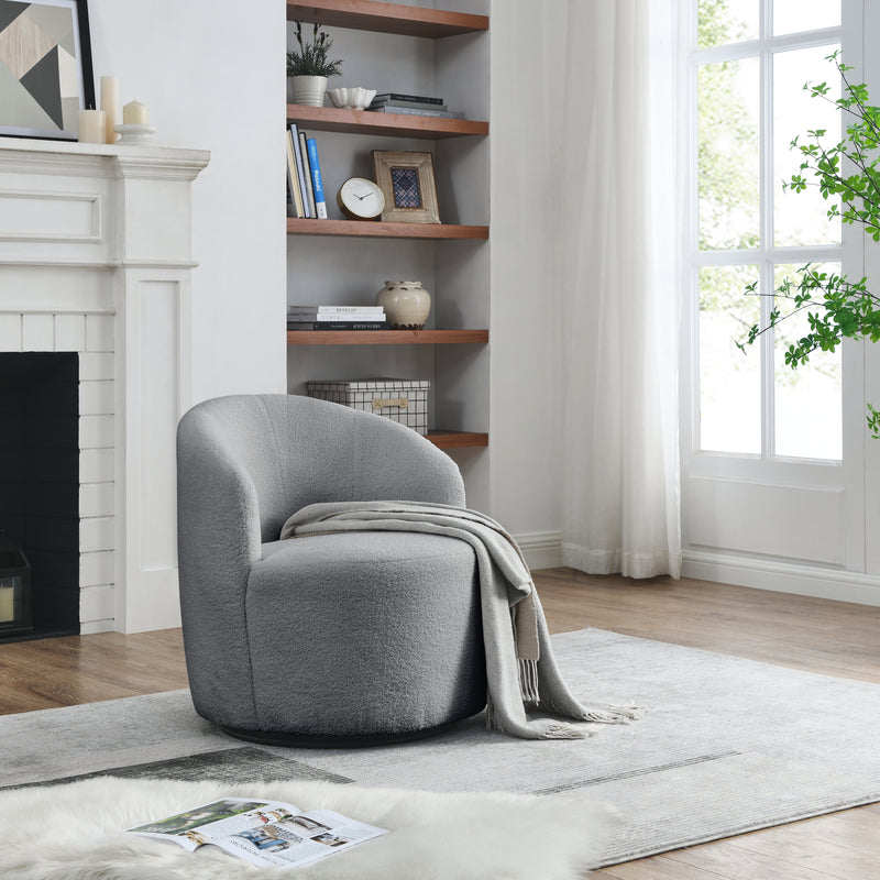 Walker Edison | Swivel Barrel Accent Chair with Ottoman