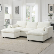 Cloud Modular Sectional Sofa with Storage Pockets and 2 Movable Ottomans