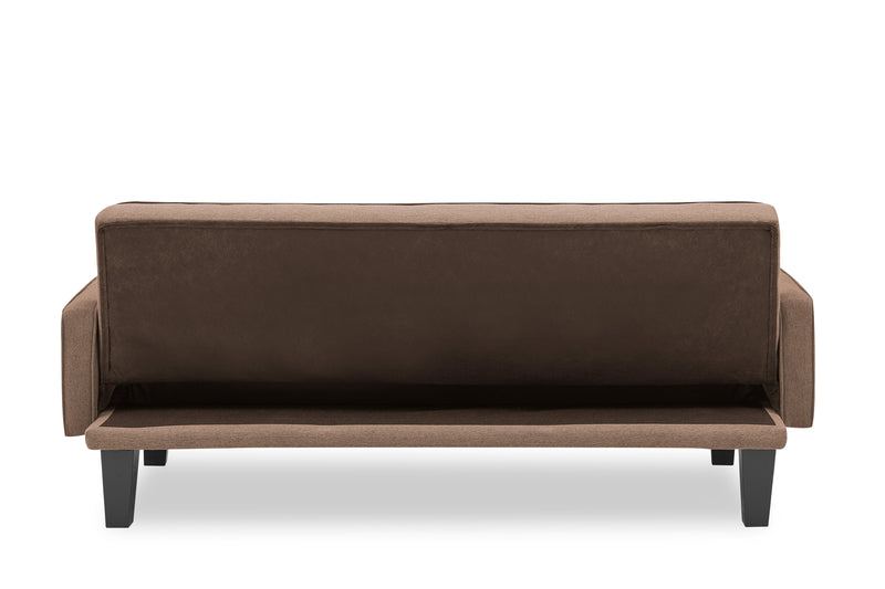 Walker Edison | Convertible 72" Brown Cotton Linen Sofa Bed