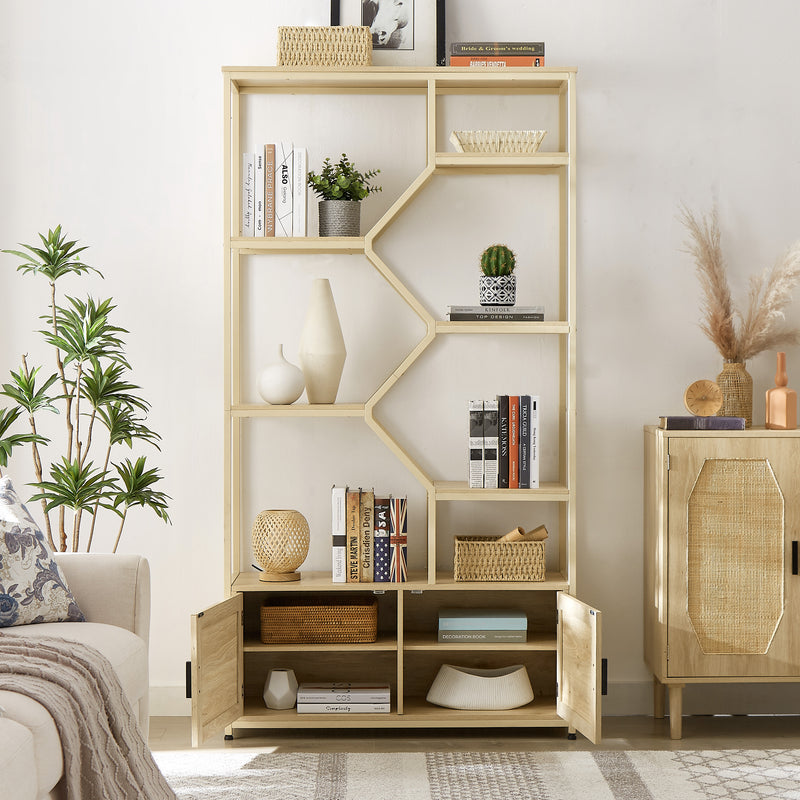 Walker Edison | Rattan Bookshelf Storage Cabinet