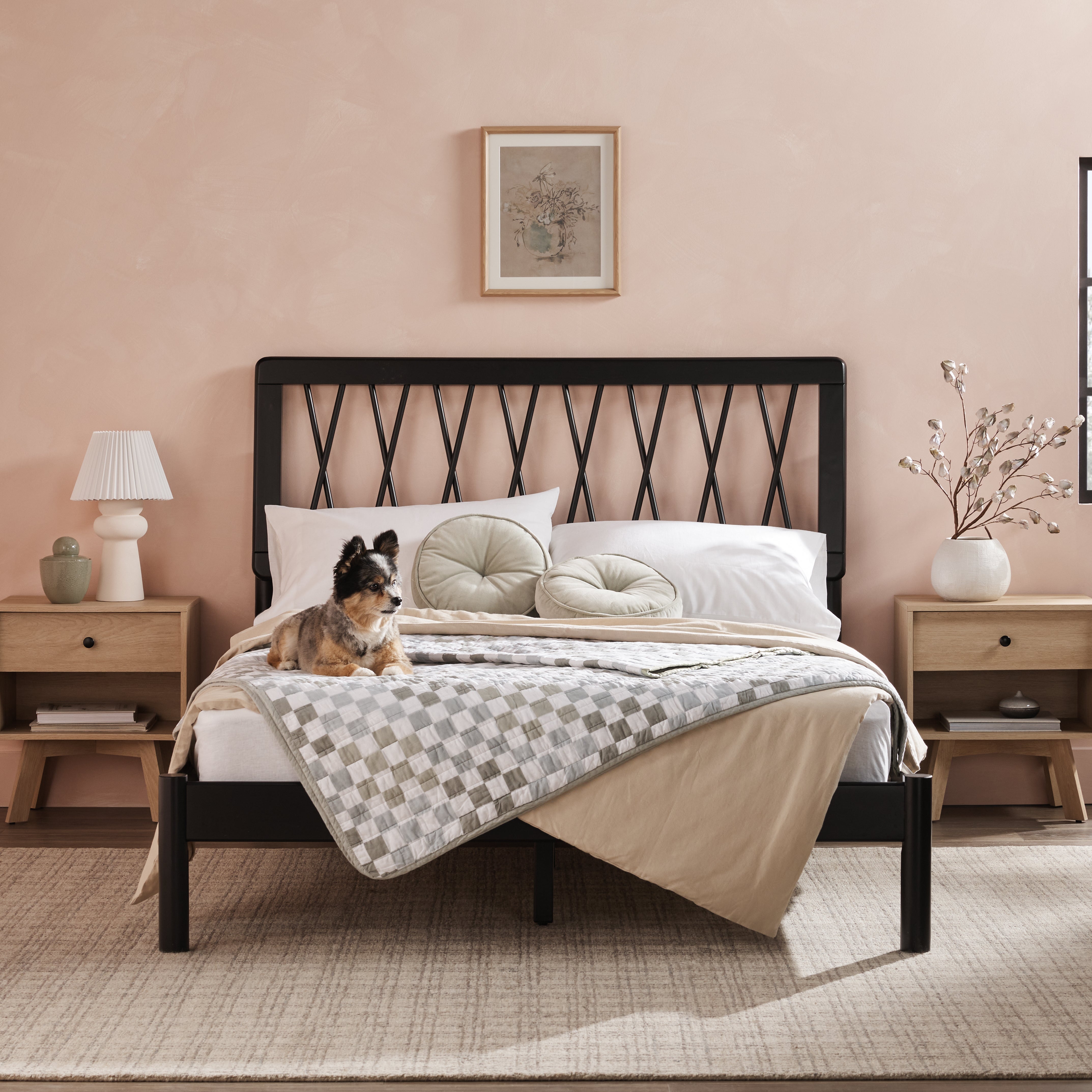 Cama X Spindle Mid-Century Modern Solid Wood Bed – Walker Edison