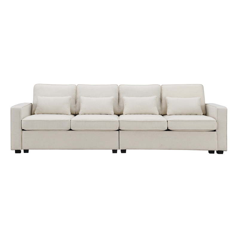 Walker Edison | Linen Fabric 104" 4-Seater Sofa with Storage