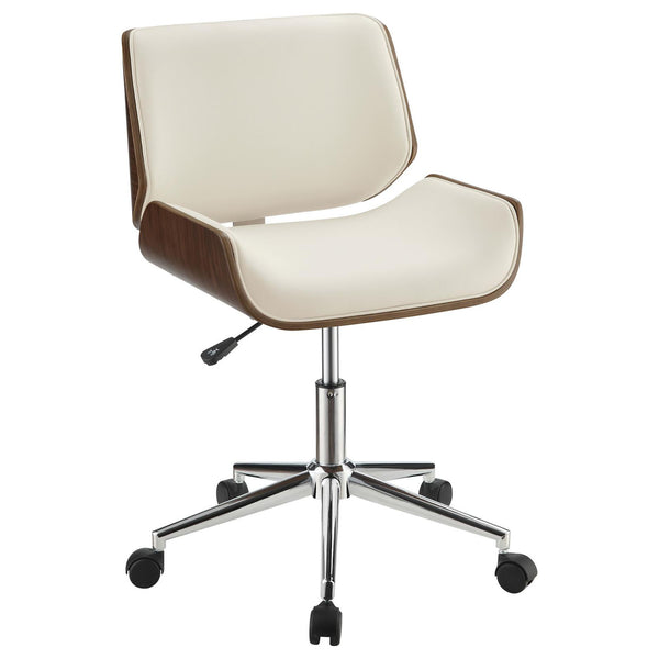 Walker Edison | Ecru and Walnut Swivel Office Chair