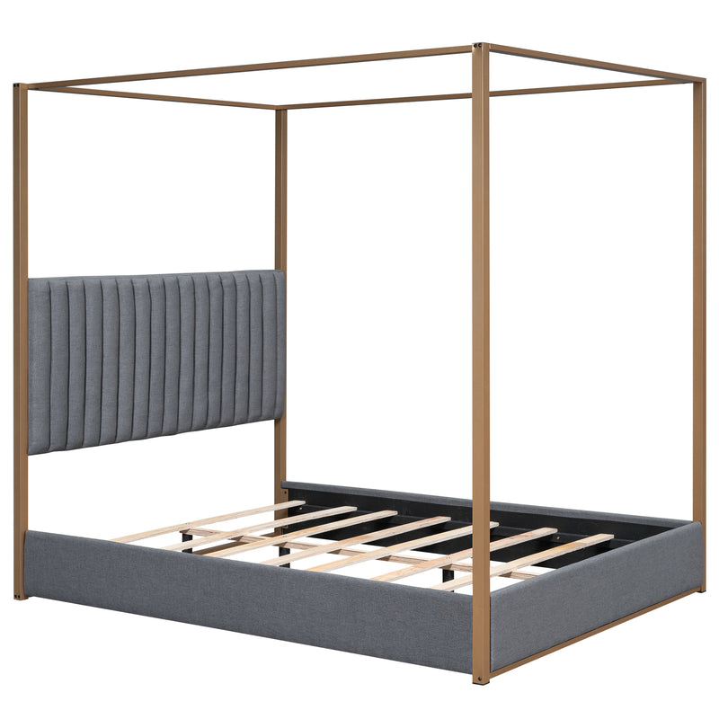 Walker Edison | Upholstered Canopy Platform Bed