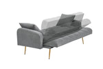 Walker Edison | Teddy Fleece Grey Sofa Bed 69" Grey Thumbnail