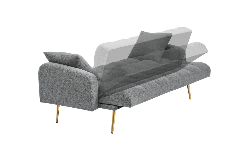 Walker Edison | Teddy Fleece Grey Sofa Bed 69" Grey