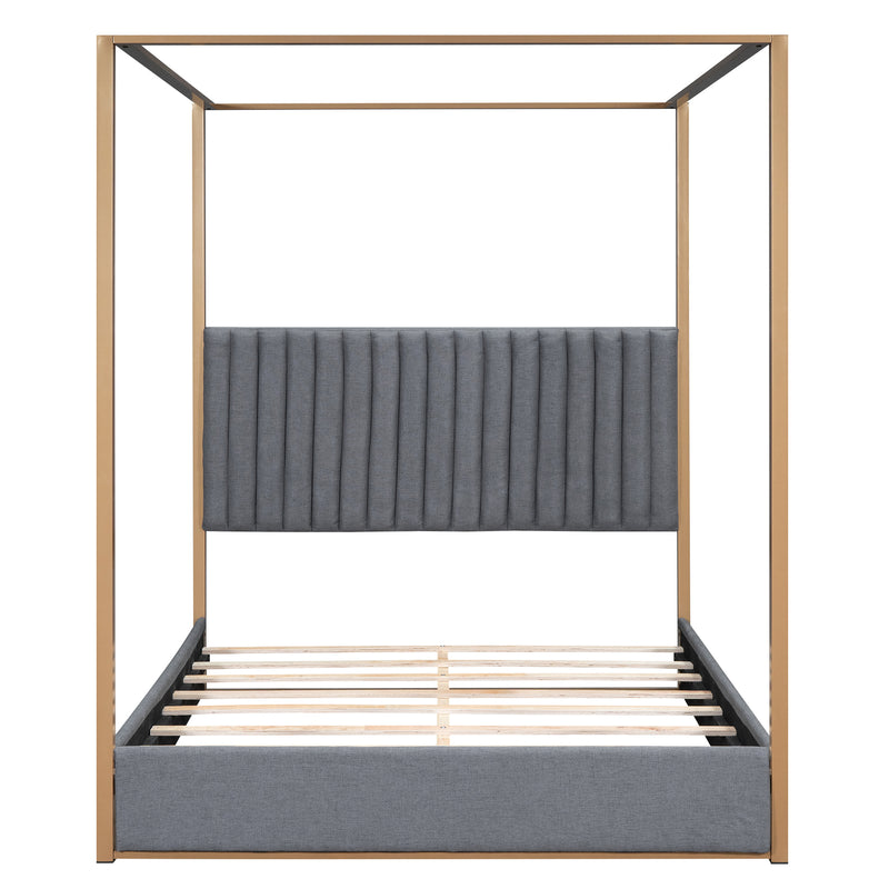 Walker Edison | Upholstered Canopy Platform Bed