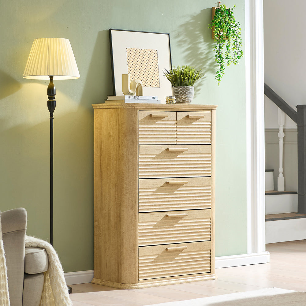 Curved Tall Fluted 6 Drawers Dresser Chest – Walker Edison