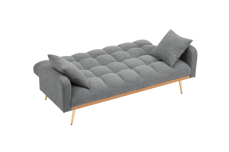 Walker Edison | Teddy Fleece Grey Sofa Bed 69" Grey