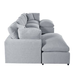 Walker Edison | Linen Modular 134" U-Shape Sectional Sofa with 2 Ottomans Thumbnail