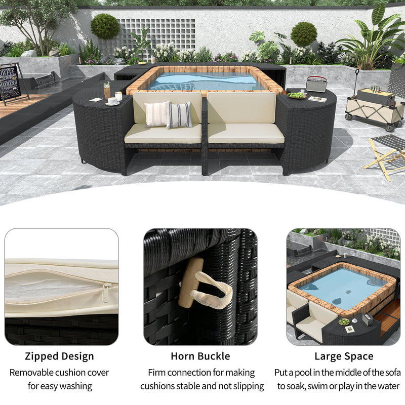 Walker Edison | Outdoor Wicker Spa Surround Frame