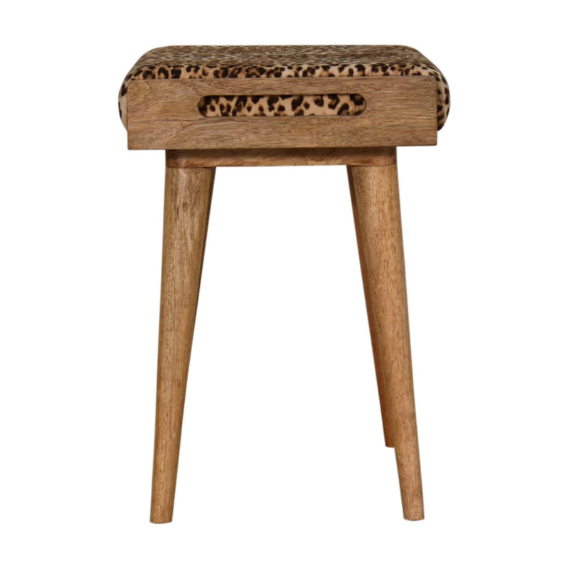 Walker Edison | Leopard Velvet Footstool Bench