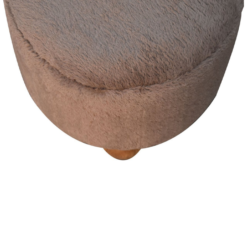 Walker Edison | Mocha Faux Fur Round Ball Footstool