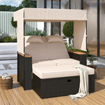 Walker Edison | Outdoor Patio 2-Piece Rattan Chairs and Bench Roof Set Thumbnail