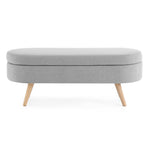 Walker Edison | Linen Oval Ottoman Storage Bench Thumbnail