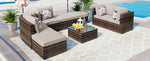 Walker Edison | Wicker 8-piece Outdoor Lounger Sofa Set Thumbnail