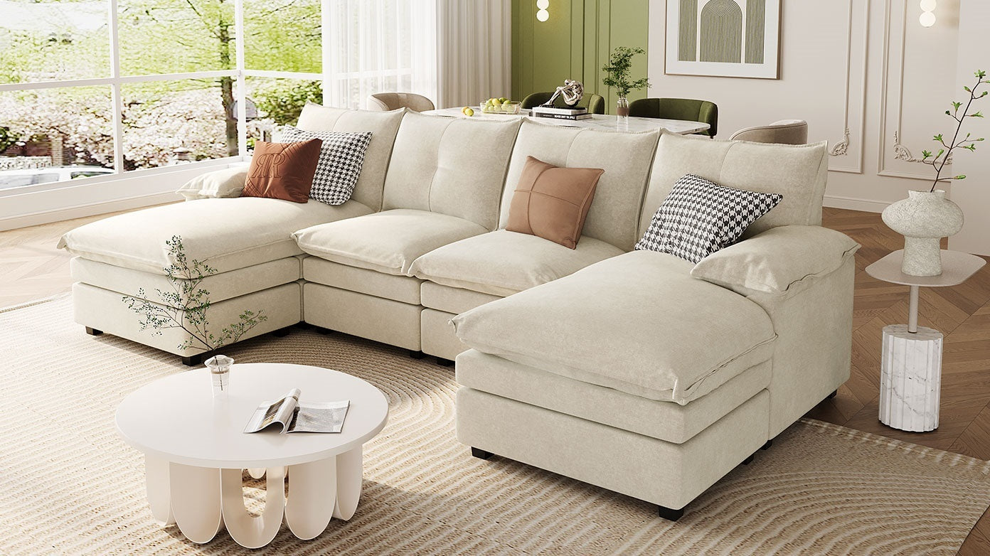 Walker Edison Chenille Sectional Sofa - Thumbnail 3