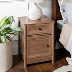 Groove Side 1 Drawer, 1 Door Nightstands 2 Piece Set Living Room Walker Edison Dark Walnut 1-pack  Thumbnail