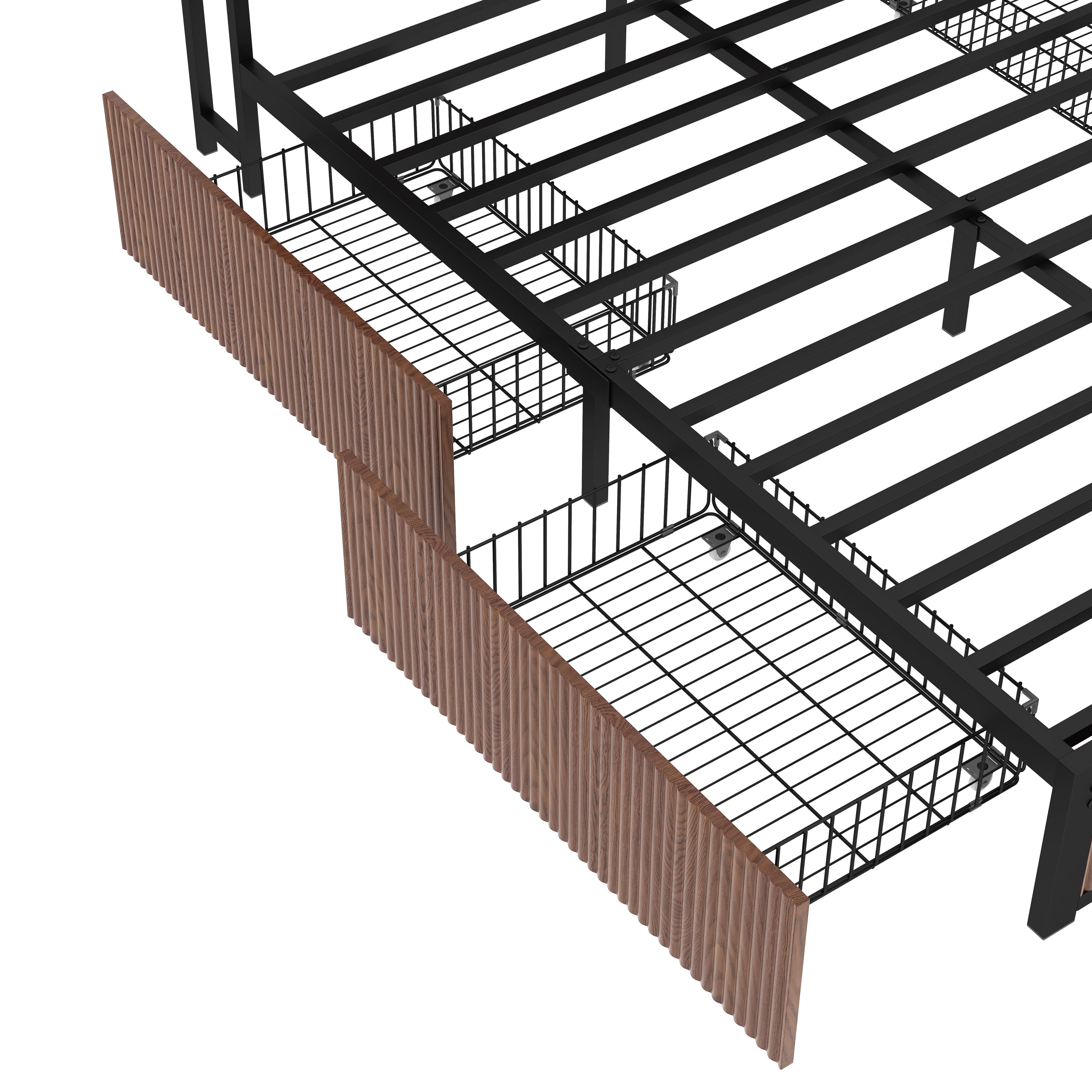 Walker Edison Fluted Pattern Wood Storage Bedframe - Thumbnail 3