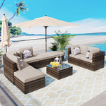 Walker Edison | Wicker 8-piece Outdoor Lounger Sofa Set Thumbnail