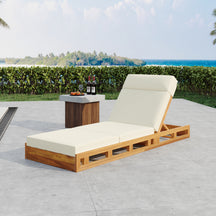 Acacia Wood Chaise Lounge Chair with Headrest