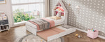 Walker Edison | Twin Size House Shaped Bed with Bookcase Headboard Thumbnail