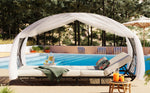 Walker Edison | Outdoor Patio Daybed with Curtain Thumbnail