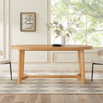 Nash Modern Farmhouse Rustic Solid Oak Wood Oval Dining Table Thumbnail