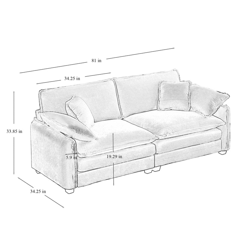 Walker Edison | Cloud Deep Corduroy Loveseat Couch