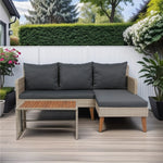 Walker Edison | Wicker Weather Proof 3 Piece Patio Sectional Chat Set Thumbnail