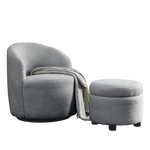 Walker Edison | Swivel Barrel Accent Chair with Ottoman Thumbnail