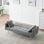 Walker Edison | Convertible 71" Sofa Bed Grey Teddy Fleece with two throw pillows Thumbnail