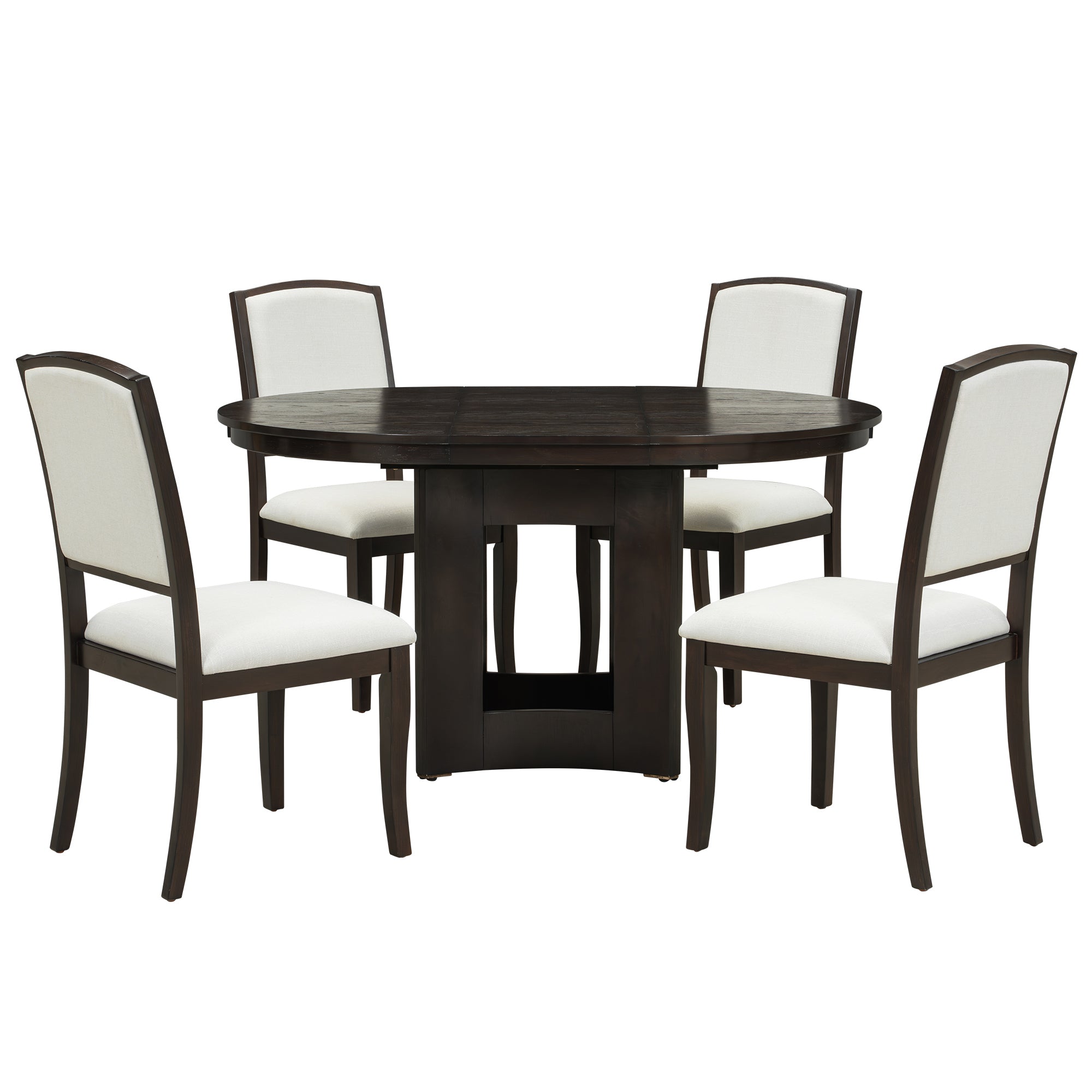 Classic Modern Extendable Round Dining Table Set - Thumbnail 2