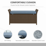 Walker Edison | Outdoor Patio Wicker Storage Bench Thumbnail