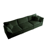 Walker Edison | Chenille Modular Cloud Couch with L-Shaped Sectional and Ottoman Thumbnail