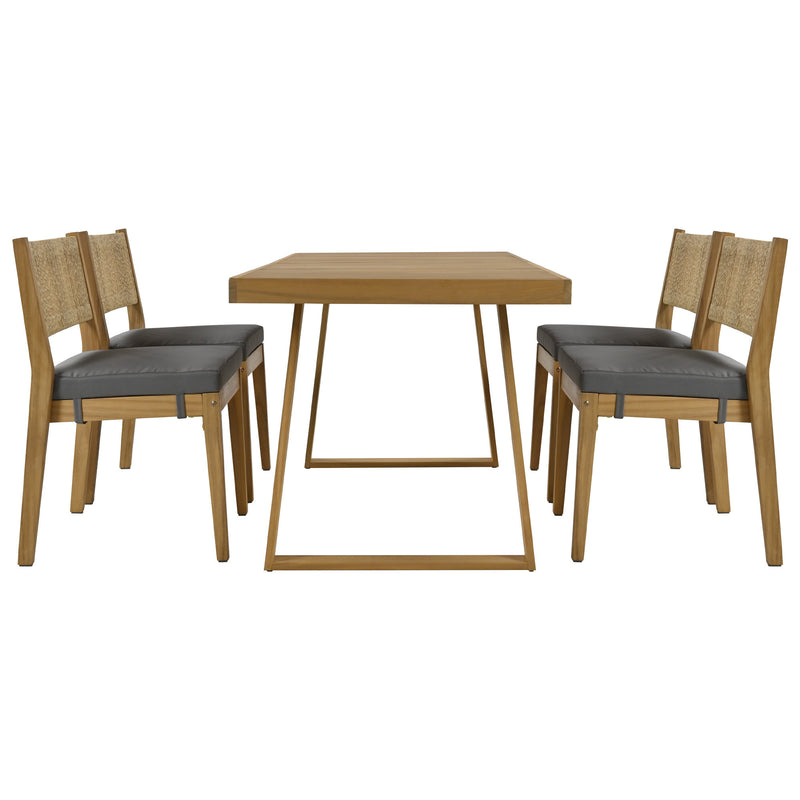 Walker Edison | Outdoor Acacia Wood Dining Table and Chair Set