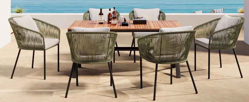 Walker Edison | All-Weather Outdoor 7 Pieces Patio Dining Set