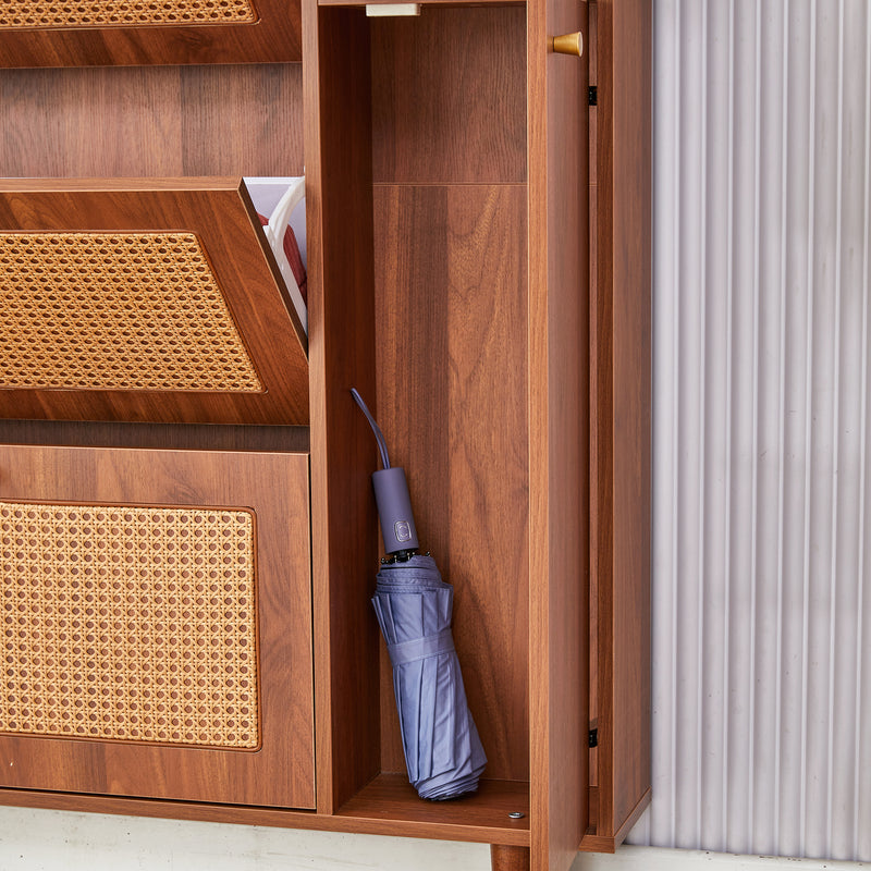 Walker Edison | Rattan Modern Minimalist Entryway Storage Cabinet