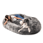 Paw - PupCloud™ Human-Size Faux Fur Memory Foam Dog Bed - Charcoal Grey Paw.com  Thumbnail