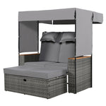 Walker Edison | Outdoor Patio 2-Piece Rattan Chairs and Bench Roof Set Thumbnail