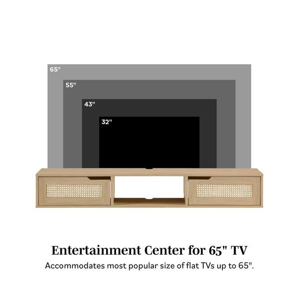Boho 2-Door Floating TV Stand for TVs up to 65” Living Room Walker Edison 